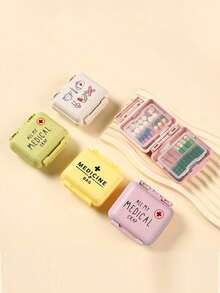 迷你六格便携式药盒，印有药品相关图案，六格小药盒，密封药盒，六日/周药盒，六格便携式药盒，每日药盒，可存放维生素，小型药盒，旅行必备药盒，每日维生素药盒，口袋药盒，饰品收纳盒，家庭必备，旅行必备 - 彩色 - 查看 9