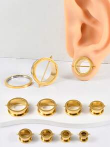 一对不锈钢可拆卸尖头耳洞耳塞螺丝金银色尖头扩耳器耳洞穿刺饰品 8MM-25MM - 如圖 - 查看 9