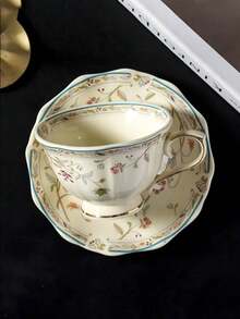 1 Set English Style Ceramic Coffee Cup & Saucer Set, Floral Coffee Cups & Saucers, High-Quality Mugs, Home Afternoon Tea/Coffee Cups, Girly Coffee Cup & Saucer Set, Breakfast Milk Cup, Water Cup, Holiday Gift Back To School - Multicolor - View 12