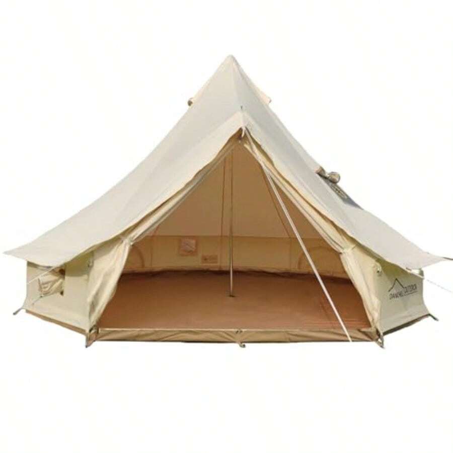CYDANCHEL OUTDOOR Tienda de campaña de Lona de algodón con 2 Gatos de Estufa Tiendas de campaña Glamping para Camping 2/4/6/8 Personas - 5M164 pies - Ver 1