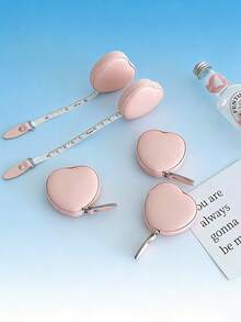 1件装PU皮革心形伸缩卷尺，适用于腰围/胸围，59.06英寸多功能迷你尺，心形迷你卷尺1.5米腰胸皮革尺，便携式家用测量工具 - 彩色 - 查看 2