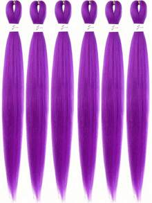 1-6 lọn tóc nối bện sẵn màu tím, dài 18-36 inch, tóc giả móc sợi tổng hợp dùng cho trang phục Halloween, kiểu tóc Kpop, cosplay. - Màu tím - Xem 3