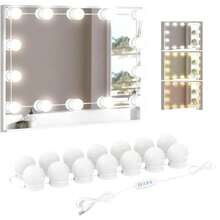 vanity tocadorLECUTE Luces 10 Focos para Espejo  Bombillas LED Lámparas del Espejo  Ajustable USB  Style LED Vanity Mirror Lights Kit Luz Baño Tocador Vestidor Iluminacion - Blanco - Ver 8