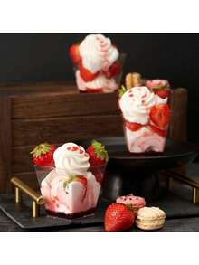 50pcs Mini Square Plastic Dessert Cups, 2oz Clear Pudding And Appetizer Bowls Suitable For Parties And Events - Transparent - View 4