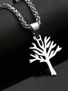 1pc High Quality Stainless Steel Tree Of Life Pendant Necklace, Double Loop Necklace, Suitable For Daily Wear, Unisex - Multicolor - View 11