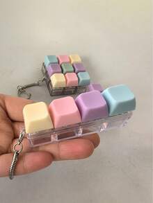 Pastel Fidget Keychain, Clicking Keyboard Fidget Toy, Mini Stress Relief Keychain For Adults, Portable Anxiety Relief Fidget Buttons, Desk Toy For Focus, ADHD, Party Gifts - Multicolor - View 7