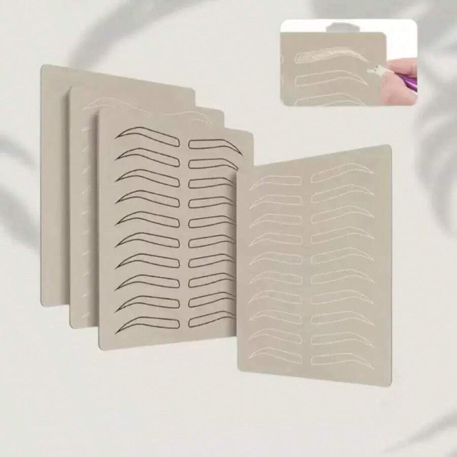 5pcs Microblading Practice Skin, Eyebrow Inkless Latex Tattoo Skin For Tattoo, Brow Makeup Practice, Silicone Skin Sheets - Apricot - View 1