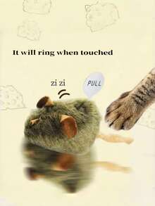 1 pieza Juguete de peluche realista con ratón inteligente que emite sonidos y vibra la cola, adecuado para gatos, sin batería - Multicolor - Ver 4