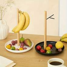 Modern Minimalist White Natural ABS Multi-Tier Fruit Basket Rack With Banana Hook - Multi-Layer Kitchen Storage Rack, Space-Saving Vertical Organizer For Living Room, Dining Room, Tabletop - Fruit Design Decorative Display Rack With Rounded Edges - Suitable For Small Spaces (Easy Assembly) - Fashionable And Practical For Organizing And Displaying Bananas, Apples, Oranges - Minimalist Decor - Multicolor - View 2