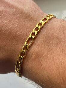 1 件不锈钢链手链，男士嘻哈配饰，时尚情侣首饰，父亲节/圣诞节/感恩节礼物