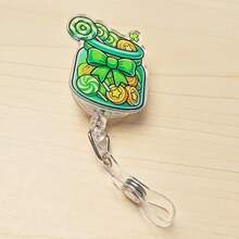 St. Patrick's Day Retractable Badge Reel With Lucky Clover, Rainbow, Coins, Leprechaun Designs, Suitable For ID Card Holders, Holiday Gifts - Multicolor - View 16