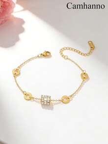 Camhanno 3pcs Simple And Fashionable Stainless Steel Bracelet, Women's Bracelet With High Quality And Temperament Gold Tone Bracelet, Versatile Daily Handpiece - Multicolor - View 4