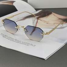 Modische metallrandlose Farbverlauf Polygon Brille, luxuriöse ozeanische Farbe Unisex Brillen - Verschiedenfarbig - Übersicht 2