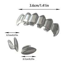 一套男女通用朋克椭圆形吸血鬼獠牙牙套，适合日常佩戴、夜店、派对、节日等场合 - 彩色 - 查看 3