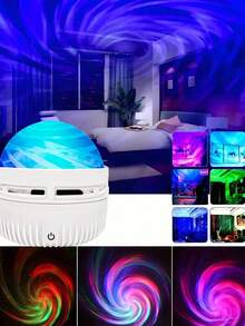 1pc Star Projector Lamp With Northern Lights & Rotating Starry Sky Effect, 16 Colors 360° Ceiling Projection LED Mood Light, USB Powered For Bedroom, Living Room, Relaxing Atmosphere, Adjustable Brightness Sleep Lamp, Perfect Christmas Birthday Gift, Best Choice For Couples - Multicolor - View 11
