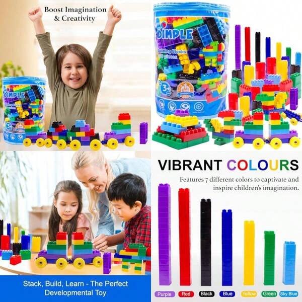 Dimple Building Blocks For Toddler 300 Pcs Stacking Toys Puzzle Games For Learning And STEM Fun Montessori Toys Educational Baby Blocks Age 3+ Toddler Boy Girl Birthday ForChildren's Growth Games, Fun And Joyful, Essential For Childhood