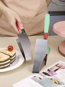 1pc Glitter Triangle Cake Slicer, Elegant Cake Transfer And Cutting Tool, All-In-One Cake Lifter, DIY Food Slice Cutter, 430 Stainless Steel Blade, Non-Slip Plastic Handle, Essential For Birthday Party, Wedding Desserts, Baking Enthusiasts Recommended - Multicolor - View 8