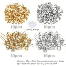 KMEOSCH 40 piezas de postes de pendientes de acero inoxidable con color dorado, cuentas de cristal transparente, con anillos horizontales de 2 mm y cierres de mariposa para hacer joyas - Estrella - Ver 8