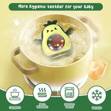 1个婴儿硅胶牛油果磨牙手套，适合3个月以上的婴儿，防掉落腕部磨牙器，满足宝宝的吸吮需求 - 彩色 - 查看 4