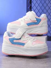 1双儿童带轮运动鞋，4轮滑鞋 - 珊瑚粉 - 查看 1