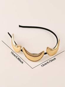 1pc Gold Crescent Moon Headband, Minimalist & Versatile Fashion Hair Accessory For Women - Multicolor - View 2