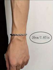 1pc Stainless Steel Cuban Link Chain Bracelet, Men's Hip Hop Accessory, Cool Fashion Couples Jewelry, Father's Day, Christmas, Thanksgiving, Birthday, Holiday Gift Valentine's Day - Bracelet - View 13