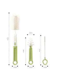Silicone Baby Bottle Brush, Nipple, Straw Cleaning Tool, Feeding Cup Scrub Brush Set - Mint Green - View 3