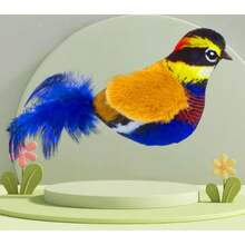 LEWISER 猫玩具，带猫薄荷和银藤，可发出啾啾声，2 件装，适用于逗猫棒，仿真鸟造型，室内猫咪互动玩具，红蓝配色 - 彩色 - 查看 7