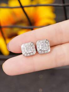 一对青少年奢华立方氧化锆耳钉，适合女孩日常佩戴、派对首饰或生日礼物 - 1# - 查看 5