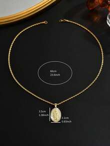 1pc Men's 18K Gold Plated Zirconia Inlaid + Embossed St. Jude Medallion Pendant Necklace, Fashionable Sparkling Rhinestone Men's Jewelry, 3D St. Jude Statue Religious Necklace, Suitable For Daily Street Hip-Hop Outfits And Believers Gatherings - Gold - View 7