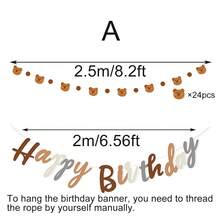 2pcs/Set Cute Bear Flag, Bear Theme Happy Birthday Banner With Adorable Bear Flags, Birthday Party Triangle Pennant Decorations, Suitable For Bedroom, Room, Game Room, Dorm, Baby Shower, Gender Reveal Party Supplies - Multicolor - View 14