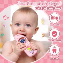 Tinabless 硅胶遥控牙胶，婴儿磨牙玩具，适合3-6-12-18个月的婴幼儿，缓解出牙疼痛 - 彩色 - 查看 2