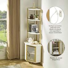 gabinete de oficinaMU:4LIFE Gabinete de Bar Multiusos con Estantes Atlos Soporte para Copas y  de Malla Mueble para Licores bidas Liero y De Exibicion para Sala Cocina o Oficina Marmol Blancogabinete de oficina - Mrmol blanco - Ver 7