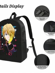 Oshi No Ko Aqua Versatile Large-Capacity Backpack - Ideal For School & Daily Commute - Black - View 5