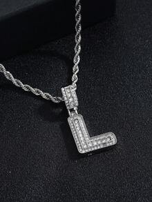 A-Z Bling Bling Letter Pendant Necklace, Cubic Zirconia 26 Alphabet Pendant Necklace With Twisted Chain, Unisex Fashion Hip Hop Jewelry Gift For Friends - Fashionable Rock Candy Letter Pendant Necklace - View 22
