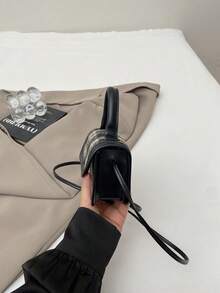 Mini Fashionable Solid Color Woven Leisure College Elegant Style Women Handbag Tote Bag - Black - View 9