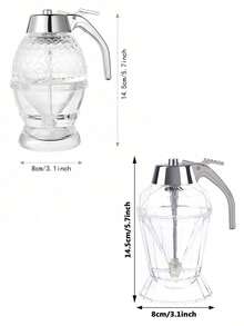 1个蜂蜜分配器，防滴漏创意压力感应蜂蜜罐，经典手动蜂窝设计糖浆罐，蜂蜜罐，果汁杯，塑料液体分配器 - 透明 - 查看 10