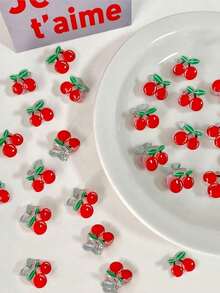 10个/15个可爱樱桃ABS塑料发夹，甜美刘海发饰，适合任何场合，四季皆宜 - 彩色 - 查看 3