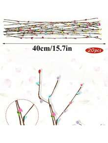 20pcs Colorful Easter Artificial Berry Stems - Plastic Floral Sticks With Heart-Shaped Berries, Ideal For DIY Wreaths And Spring Decorations - Multicolor - View 2