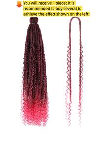 24 Inch Single Strand Double Ended Faux Locs, Felt Locs, Synthetic Locs, Handmade Crochet Locs, African Curly Long Wavy Wigs - Multicolor - View 5