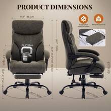 LIZHOUMIL Ergonomic High-Back Office Chair With Wheels, Adjustable Computer Chair With Lumbar Support & Armrests For Home, Study & Student Use - Light Grey With Footrest - View 7