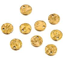 10pcs 8-12mm Gold Stainless Steel Round Embossed Pendants, For DIY Necklace Bracelet Earring Jewelry Making - Pendants - View 6