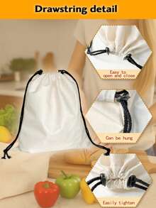 4pcs Colorful Rabbit & Carrot Linen Drawstring Bags, Reusable Storage Pouches For Restaurants, Camping, Kitchen, Jewelry, Cosmetics, Party Favors, Easter Supplies - Multicolor - View 7