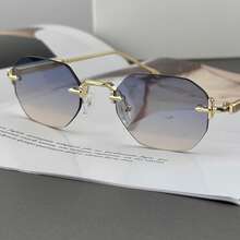 Modische metallrandlose Farbverlauf Polygon Brille, luxuriöse ozeanische Farbe Unisex Brillen - Verschiedenfarbig - Übersicht 3