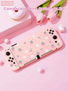 Ayotu Shark & Strawberry & Cat & Heart Theme Protective Case For Switch,Compatible New Switch2(2025)/Switch NS/Switch OLED,Can Be Installed In The Dock Without Removing The Protective Case,Universal Gamepad Protective Cover, Switch Gaming Accessories, Anti-Drop, Scratch-Resistant, Spring Romance/Back To School Gifts/Christmas Gifts/Valentine's Day Gifts - Multicolor - View 15
