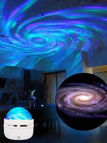 1pc Star Projector Lamp With Northern Lights & Rotating Starry Sky Effect, 16 Colors 360° Ceiling Projection LED Mood Light, USB Powered For Bedroom, Living Room, Relaxing Atmosphere, Adjustable Brightness Sleep Lamp, Perfect Christmas Birthday Gift, Best Choice For Couples - Multicolor - View 7