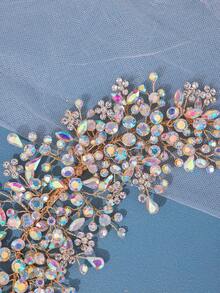 1pc Women's Elegant Crystal Headband, Handmade Luxury Party Updo Hair Accessory, Bridal Wedding Tiara, Princess Birthday Gift - 彩色 - 查看 4