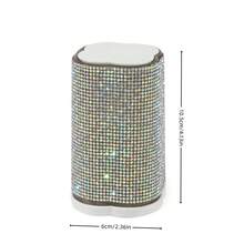 klimonla 1pc Diamond Studded 4-Compartment Cotton Swab Storage Tube, Can Hold Tissues, Cotton Balls, Cotton Swabs, Dental Floss, Bandages, Round 4-Grid Storage Canister - Multicolor - View 8
