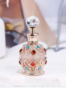 15毫升复古圆形珐琅玻璃香水瓶，可重复灌装精油容器，假日旅行必备，香水和精油分装瓶（仅含瓶子，不含香水） - 彩色 - 查看 10