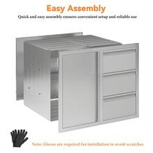 Outdoor BBQ Island Storage Cabinet, Stainless Steel Kitchen Drawers For Backyard And Patio Cooking - 28吋三層櫃與三抽屜組合 - 查看 8
